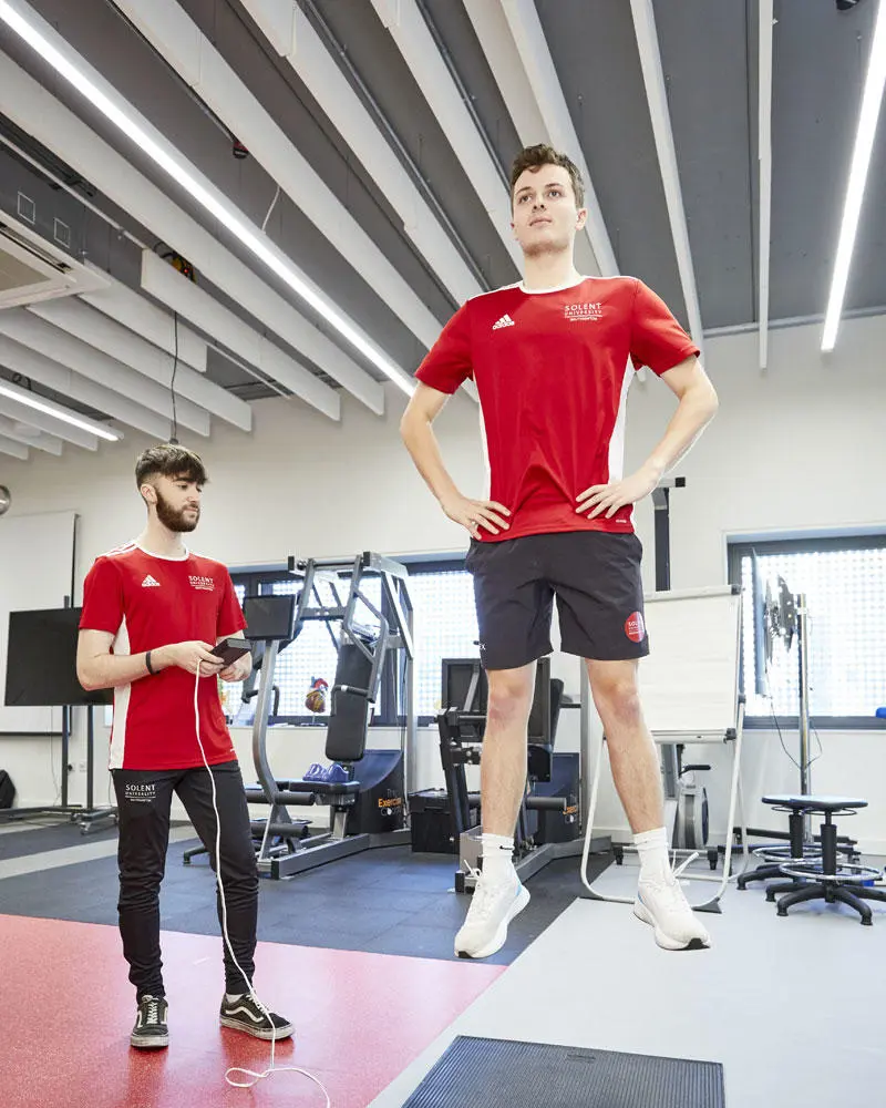 Sport science students in the biomechanics lab