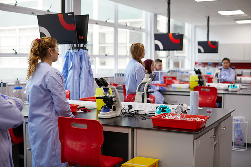 Students in the biomedical science laboratory