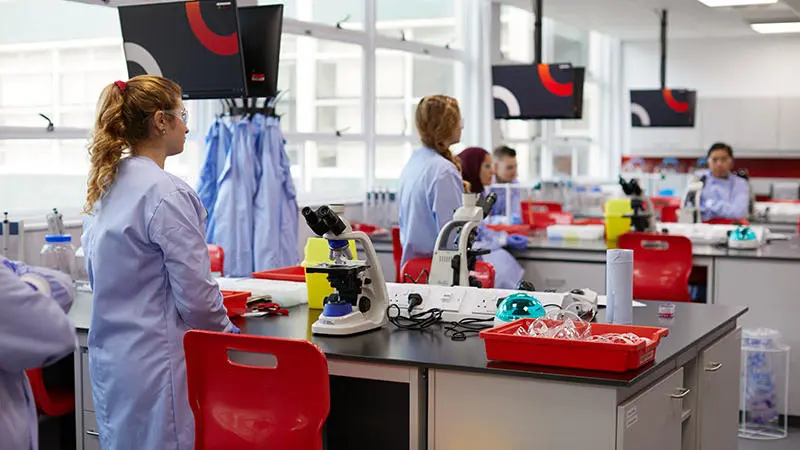 Students in the biomedical science laboratory