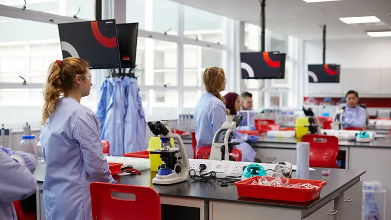 Students in the biomedical science laboratory