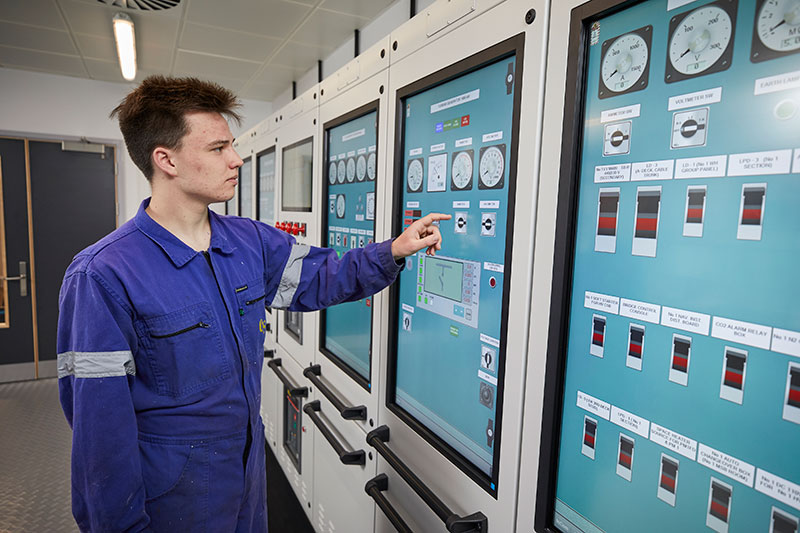 Engineer in the engine simulator