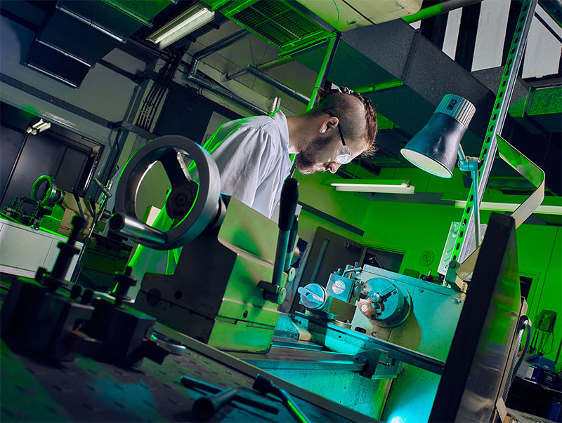 Student using the engineering project workshop equipment