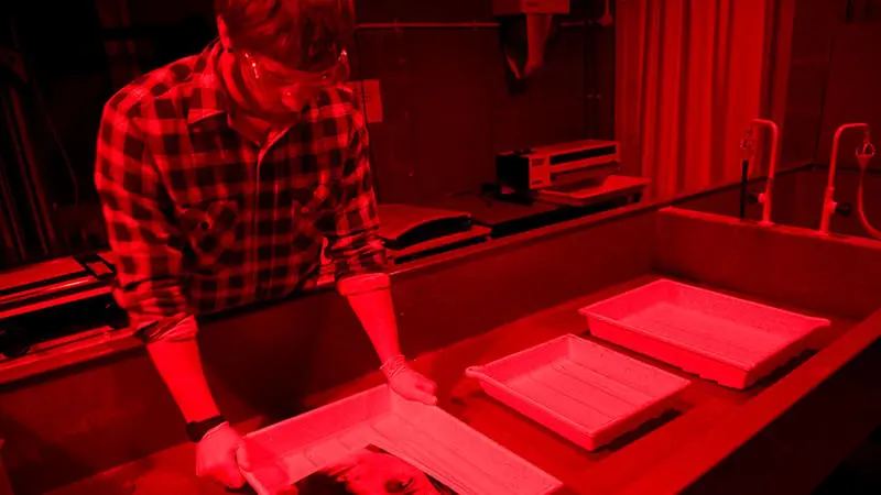 Film Camera Process Of Developing Film In Darkroom Processing