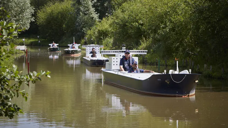 Some of the fleet of manned models going through exercises on Timsbury Lake