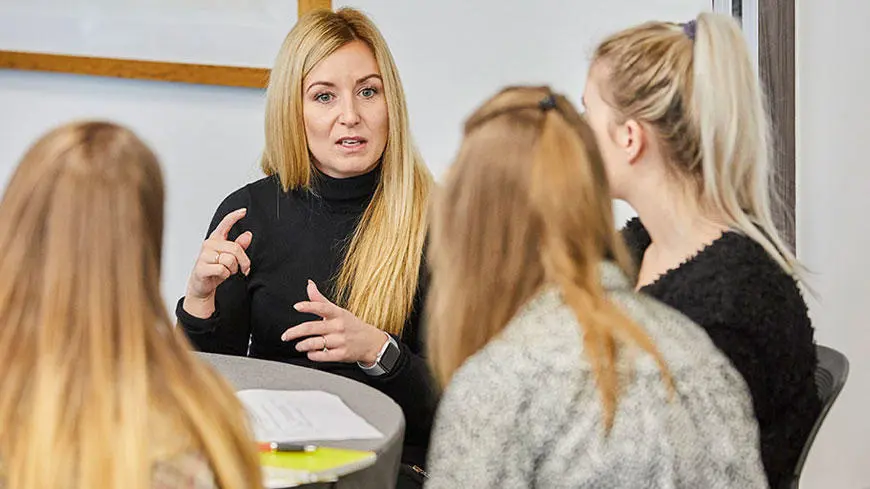A group of people talking