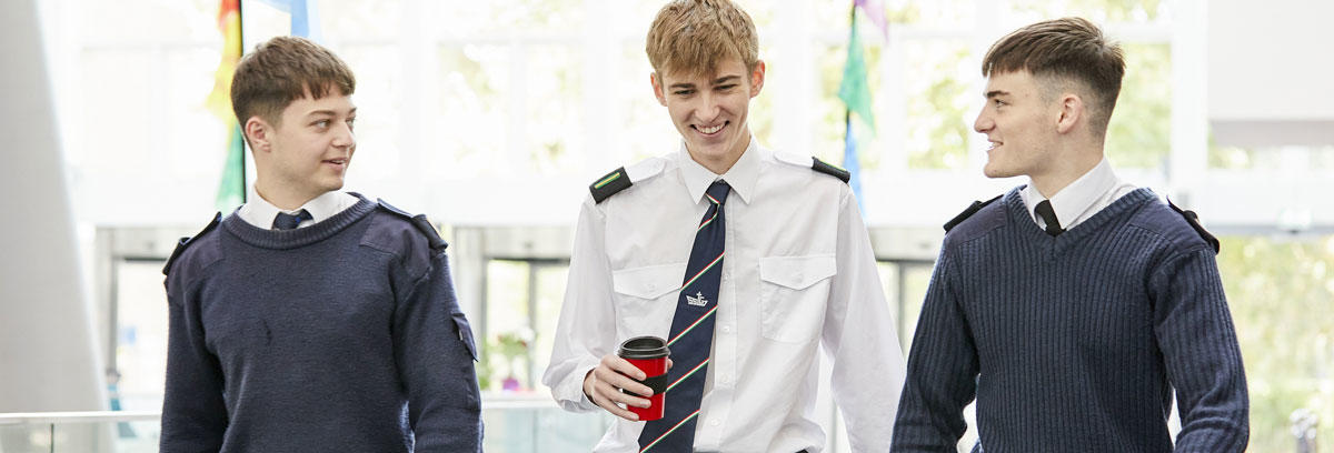 Three Merchant Navy officer cadets