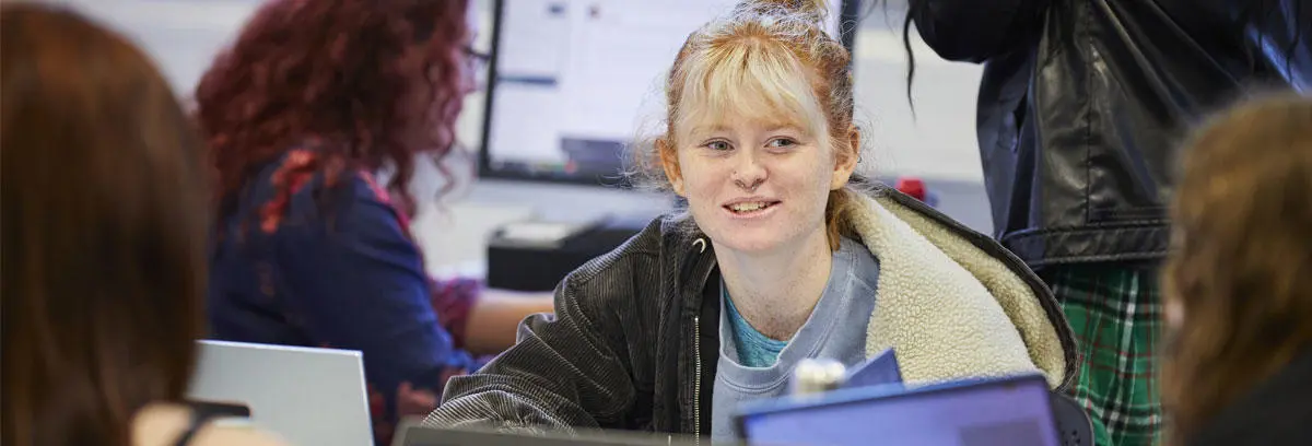 A psychology student in the classroom