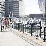 Students walking in Ocean Village in Southampton