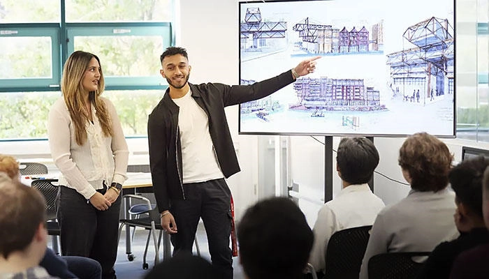 Architecture students presenting their work