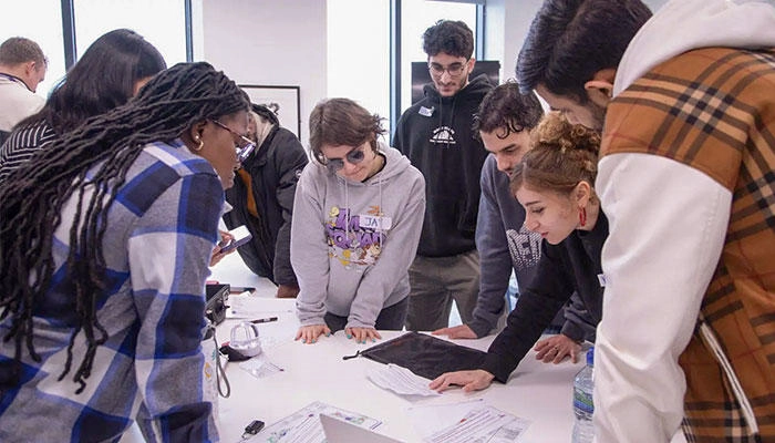 A group of students working on a project