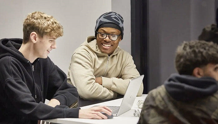 Business management students in the classroom