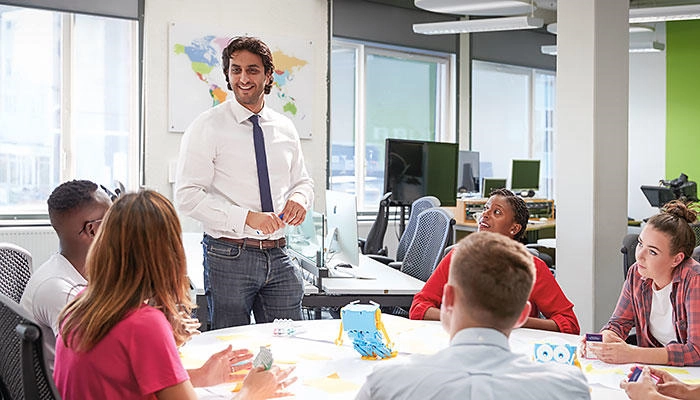 Students in the classroom with an academic
