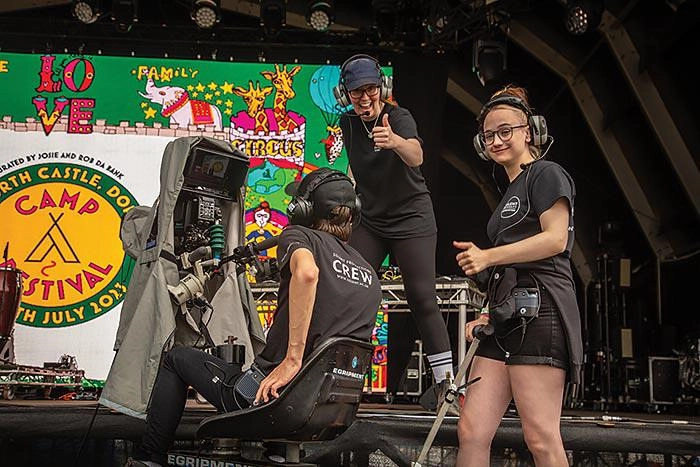 Solent film and tv students working at Camp Bestival