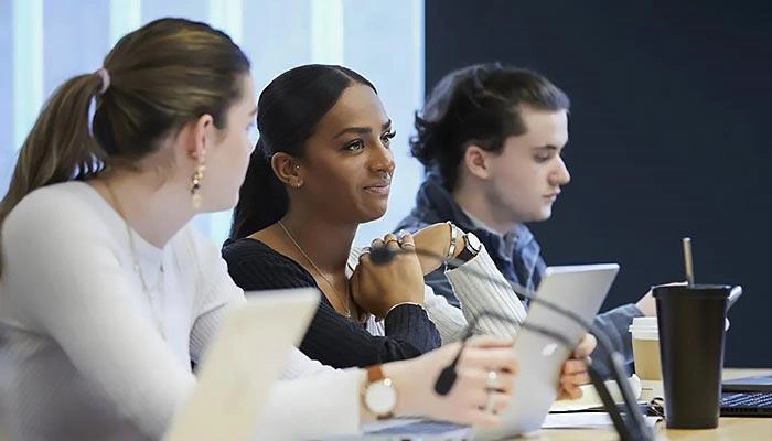 Law students in the moot court room