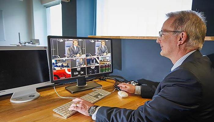 A lecturer using some of the criminology facilities