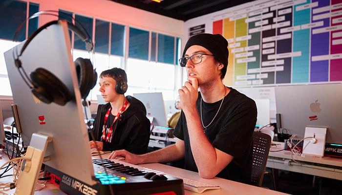 Digital music students in the studio