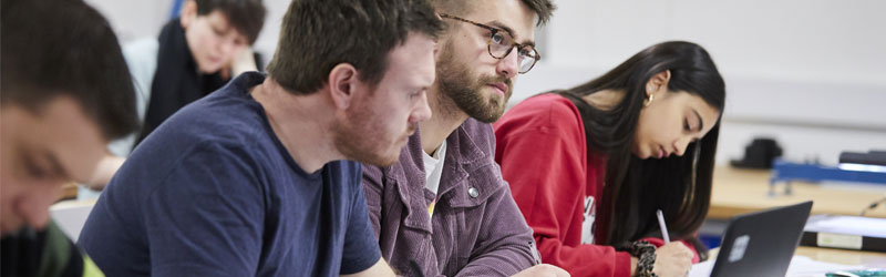 Students studying in a classroom