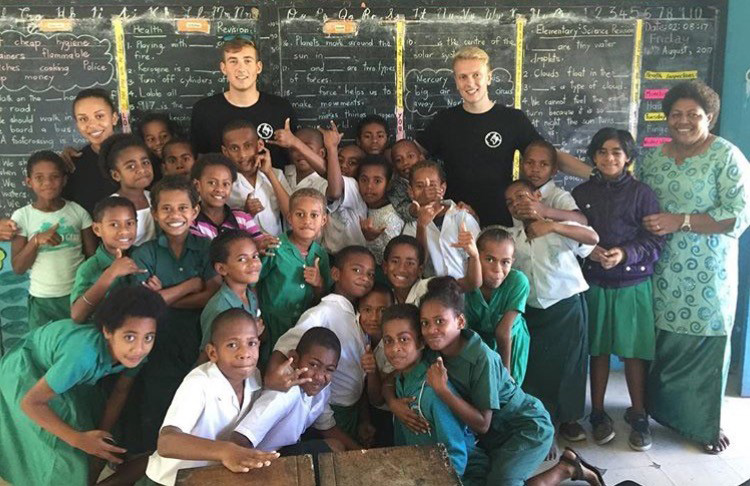 Stephen Ketteringham with some of the students he taught in Fiji