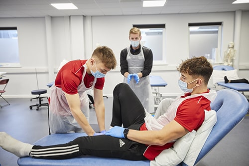 Picture shows Solent University sports students wearing masks