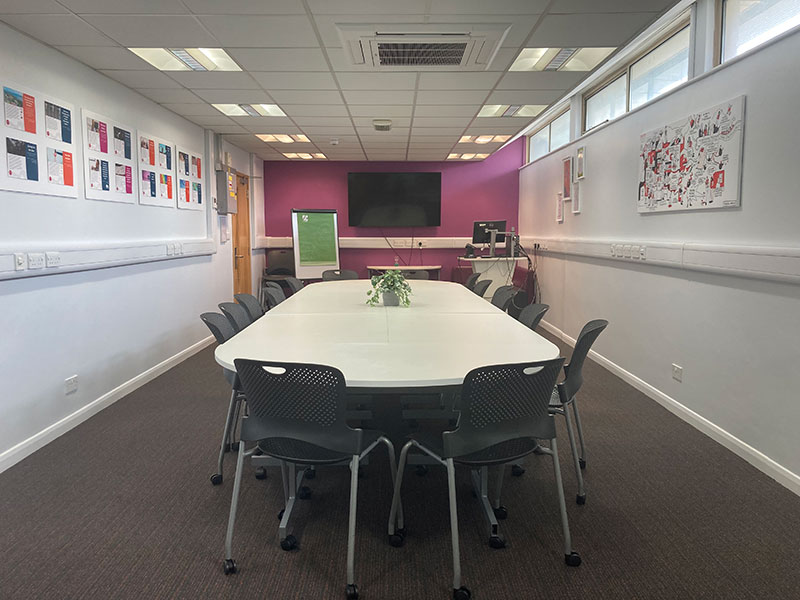 The Research Hub - Engage Space room set up in lecture theatre style