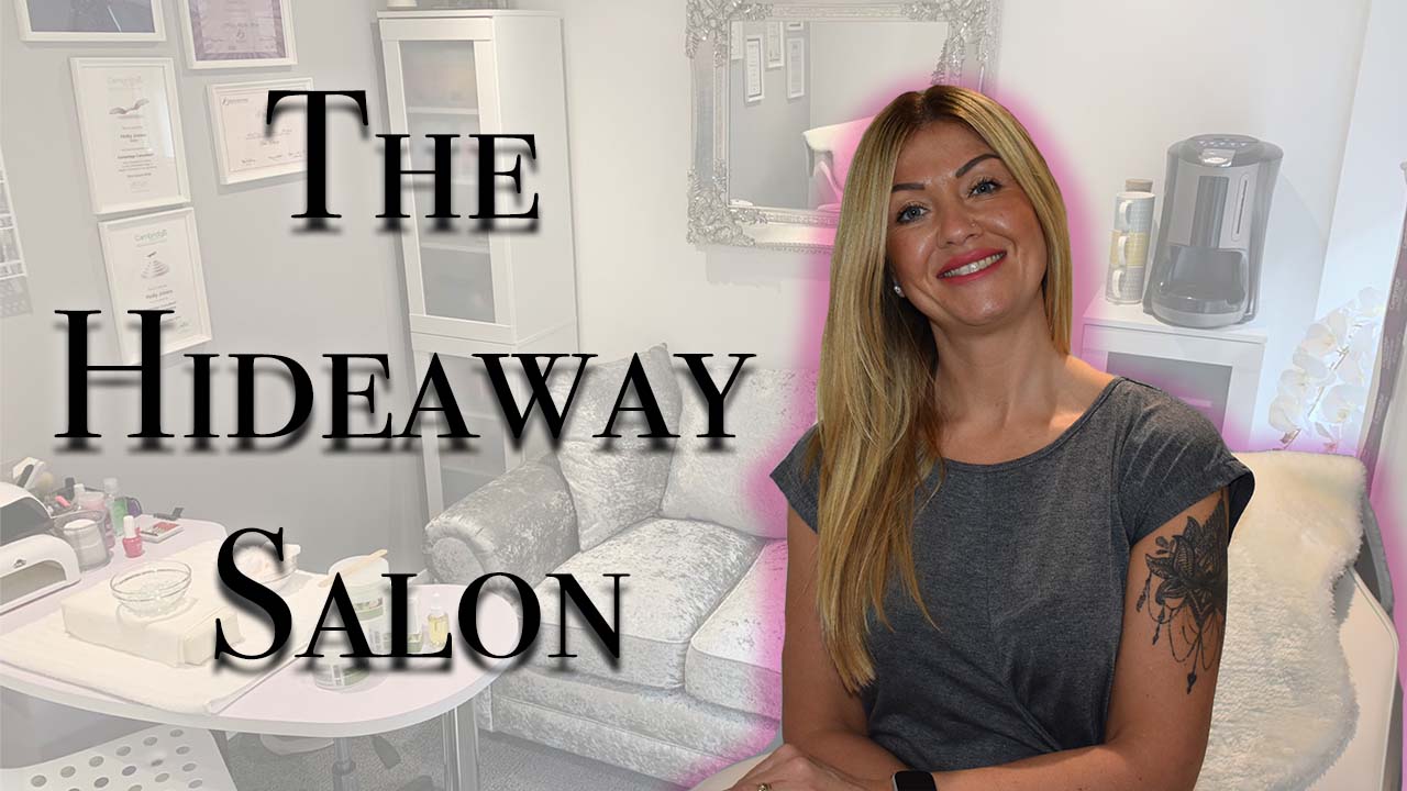 Image shows beauty therapist with the words 'The hideaway salon' 