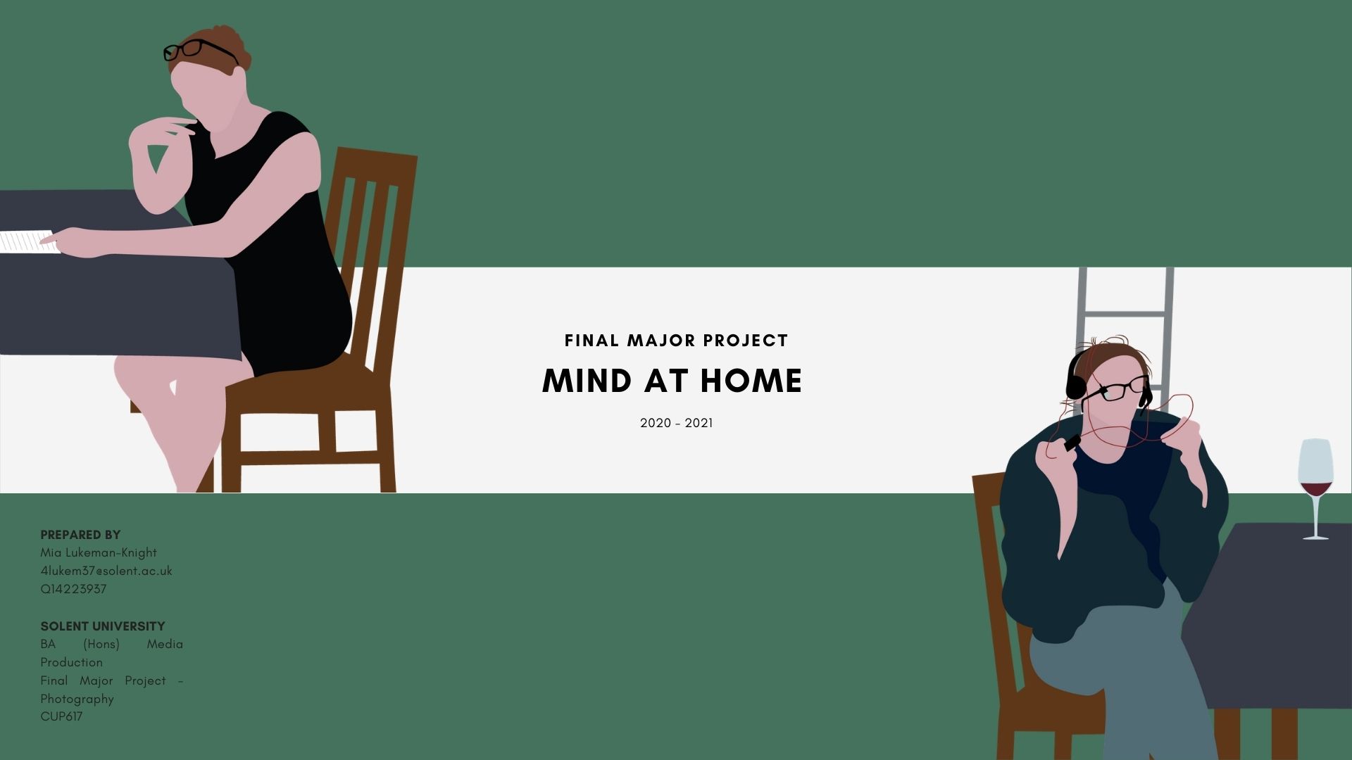 Image shows illustrated people and the words 'Mind at home' 