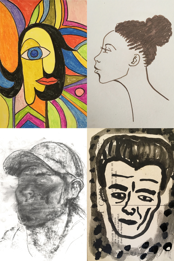 Examples of some of the postcard portraits