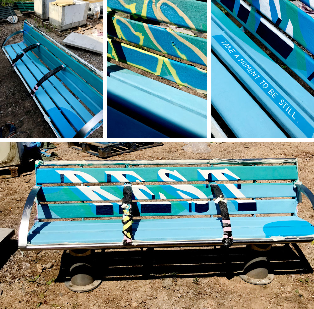 Images of the 'Rest' bench by Nathan Evans