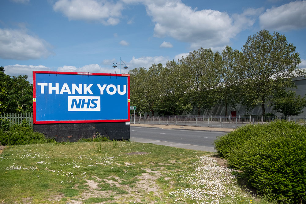 Thank you NHS billboard at the side of a road