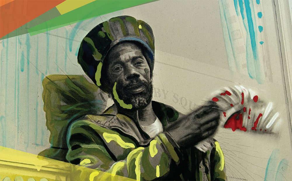 Painting of a Jamaican man by the artist, Gerard Hanson