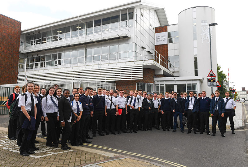 A group of officer cadets standing outside St Mary's