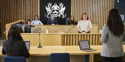 Students in the law moot court