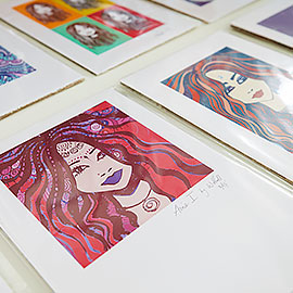 Many Moons student artwork at Re:So in the Marlands shopping centre by Wendy Hall