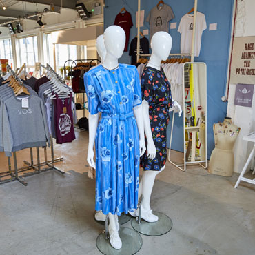 Mannequins modelling dresses at Solent's Re:So store