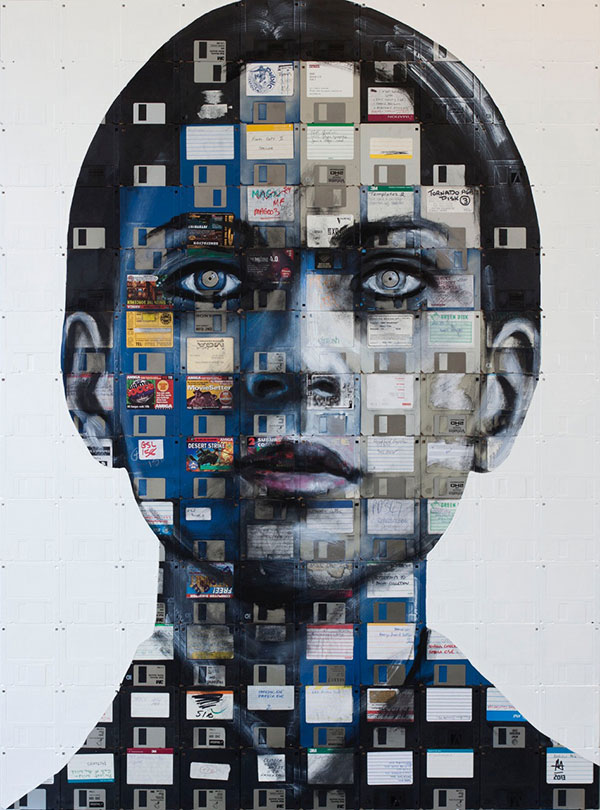 Nick Gentry's portrait using floppy disks