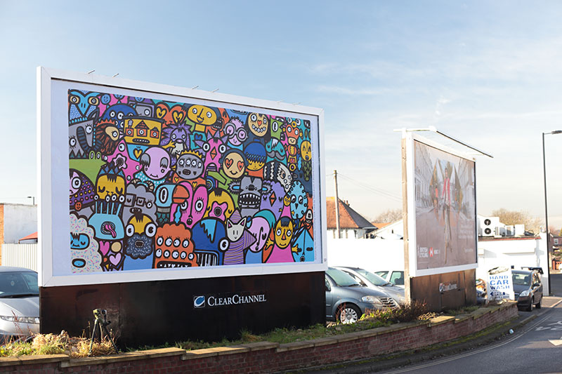 Kev Munday's work on a billboard