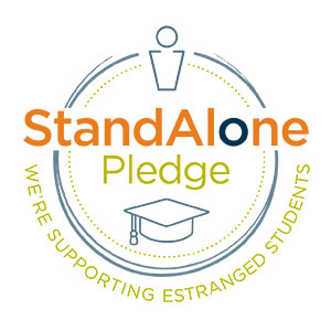 The Stand Alone Pledge logo - additional text says "We're supporting estranged students"