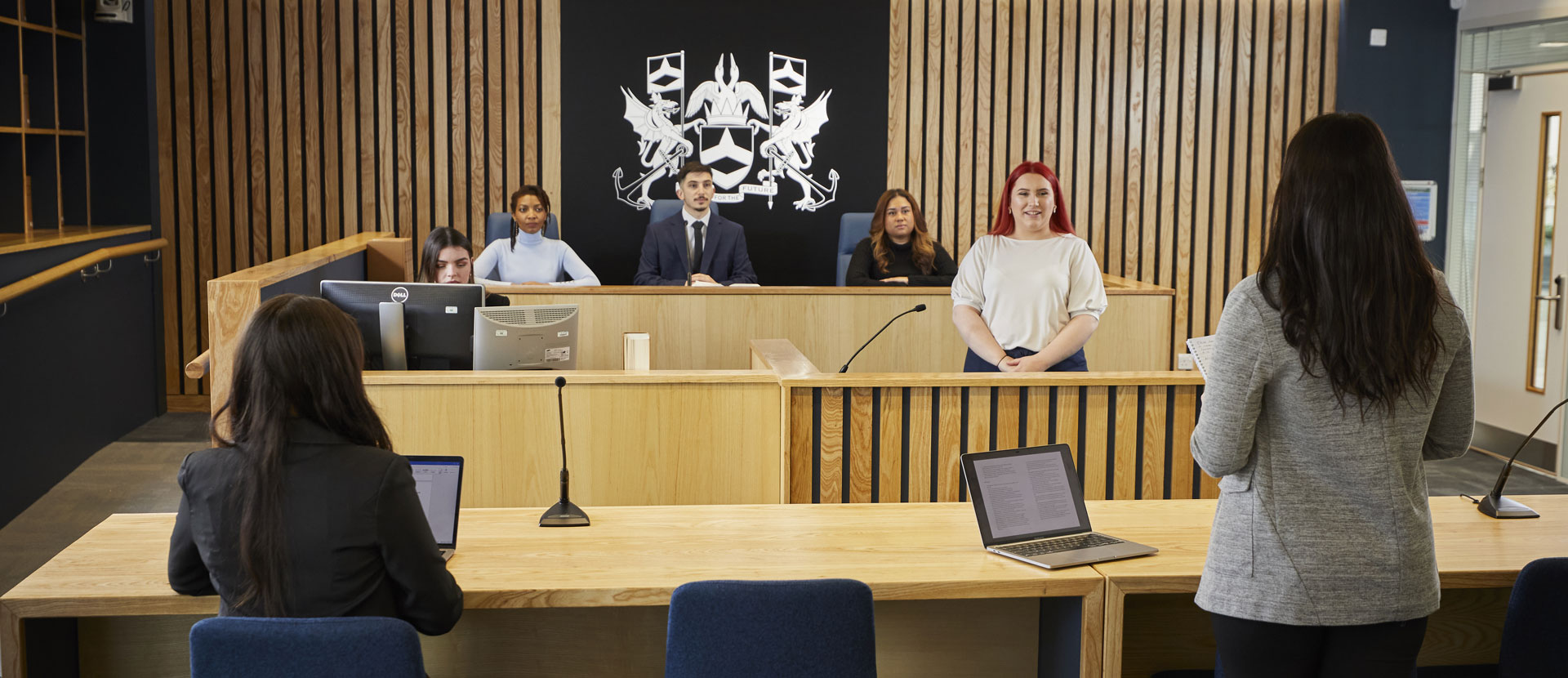 Law students make their case in our dedicated mooting room.