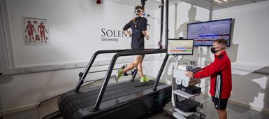 Sport Science and Performance Coaching student running on a treadmill