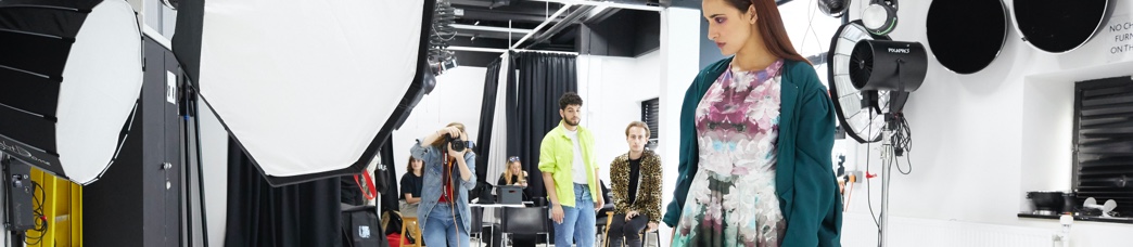 Fashion photography students in the studio